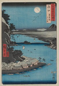 Provincia de Omi: Lago Biwa, Templo Ishiyama de Utagawa Hiroshige